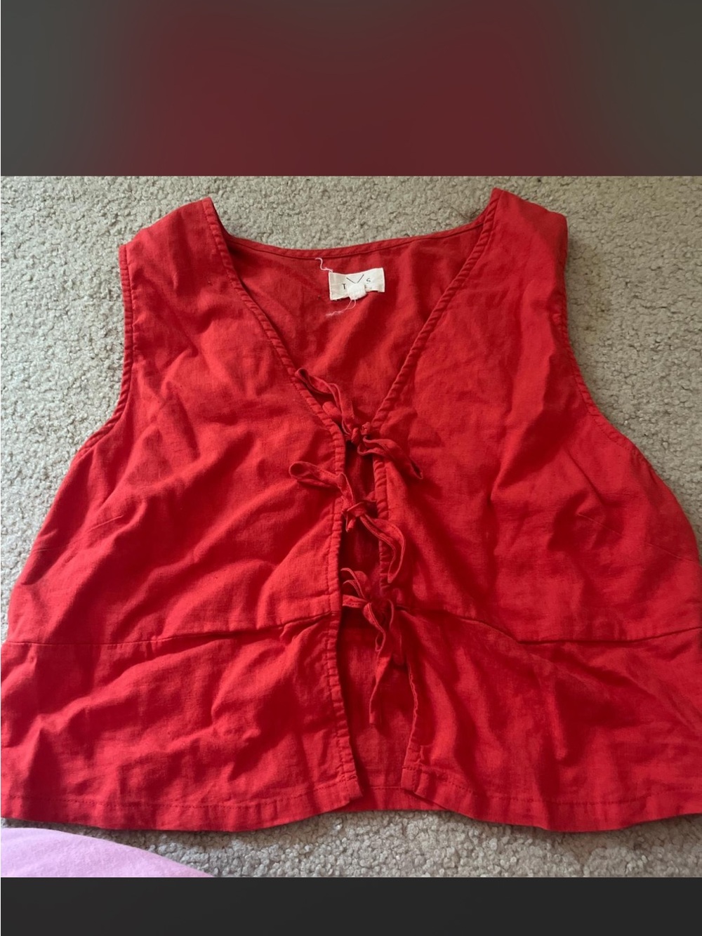 Dry Goods Red Sleeveless Lace-Up Crop Top